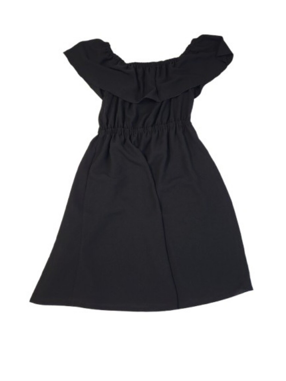 Aritzia Wilfred Neuchâtal Dress Black Off the Shoulder Ruffle Knee Length Size M